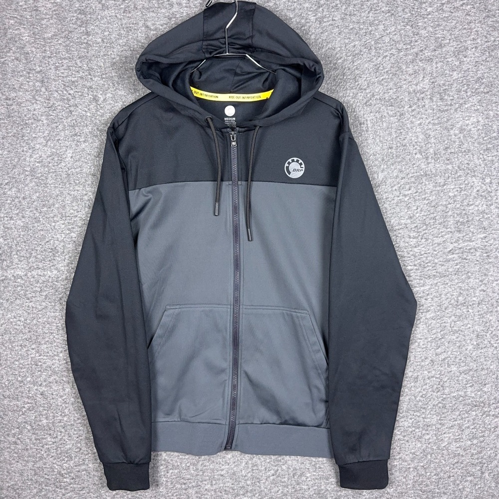 Ski-Doo BRP Hoodie Men Medium Gray‎ Black Full Zip Drawstring Performance Jacket